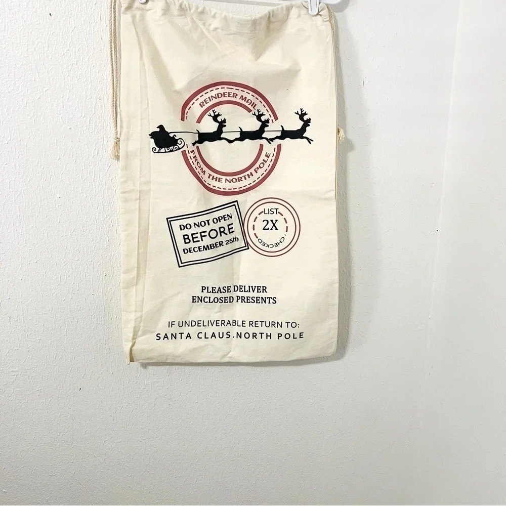 Canvas Santa Sack, 19.7 X 27.6 Inch Large Santa Bags For Gifts Christmas NWOT